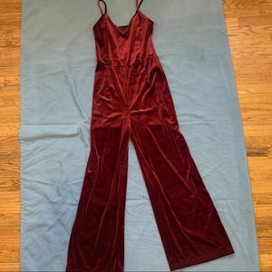 Forever 21 Red Velvet Jumpsuit - L